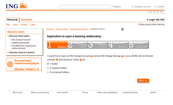 ING Luxembourg cuenta bancaria online